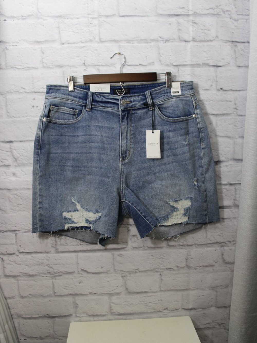 Judy Blue 3XL Medium Wash Blue Analeigh High Waist Distressed Denim Shorts